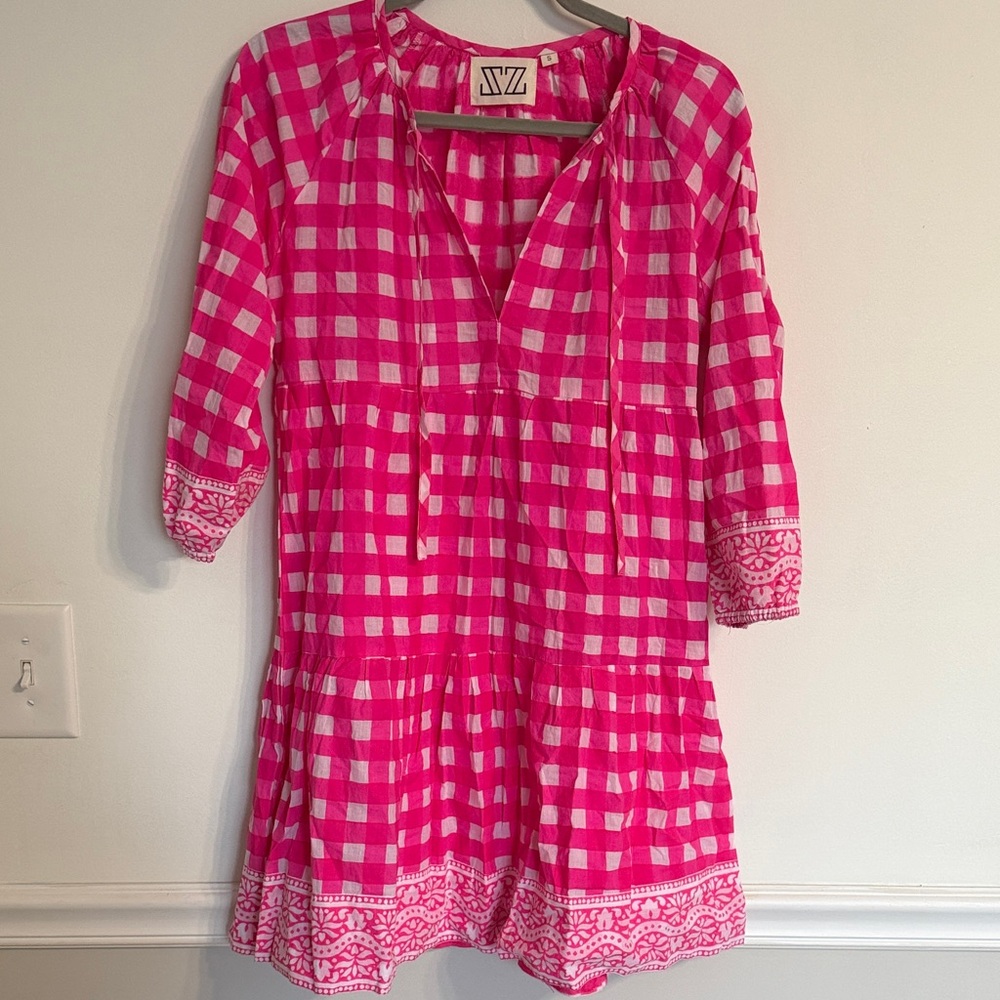 Tuckernuck Pink White Gingham Mini Dress - Picture 2 of 8